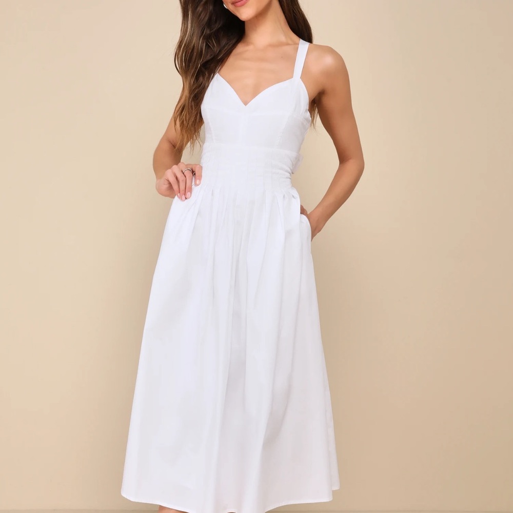 NEVER WORN - Elegant White Midi Dress